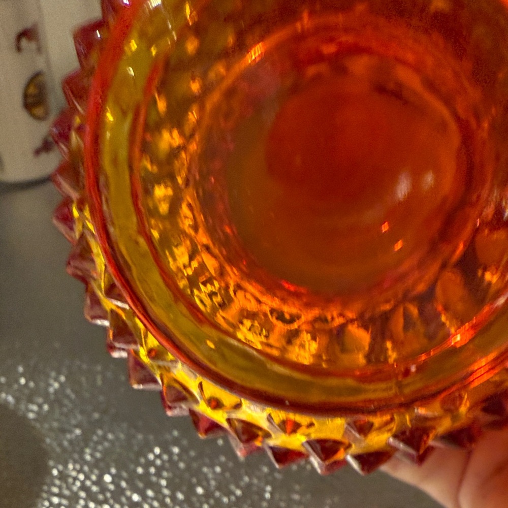Vintage Fenton Amberina Hobnail Vase with Ruffled Edges - Picture 2 of 11